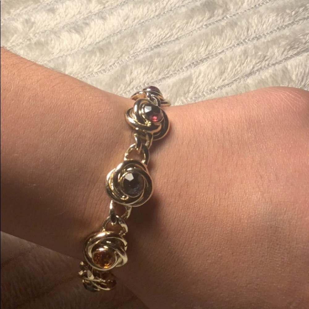 Unisex gold bracelet with carved colored diamonds - Picture 5 of 7
